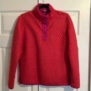 Marine Layer Corbet Quilted Reversible Pullover, Women’s Small, Pink and Orange